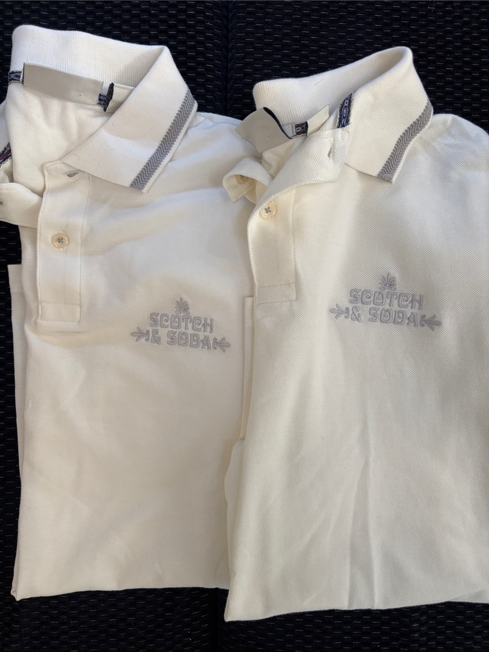 (2-POLO STYLE SHIRTS) Scotch & Soda  New Cream Polo with Grey Trim